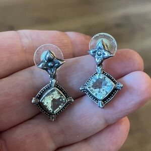 Lori Bonn Elegant Silver and Green Gemstone Earrings